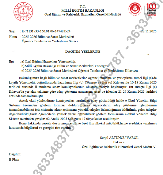 2025-2026 BİLSEM Aday Gösterme ve Başvuru Süresi Uzatıldı