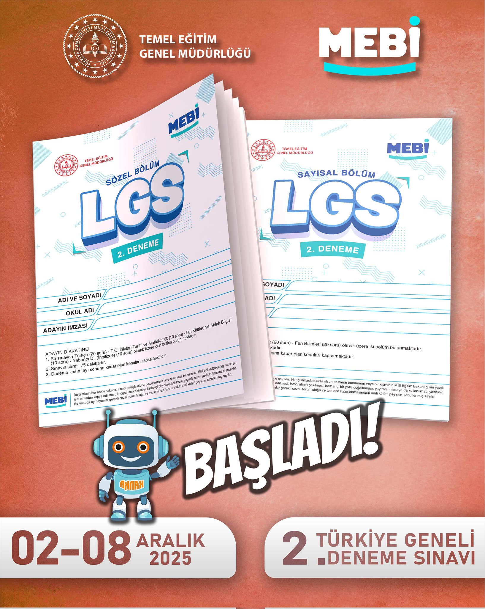 MEB Duyurdu: Türkiye Geneli LGS 2. Deneme Sınavı Başladı!