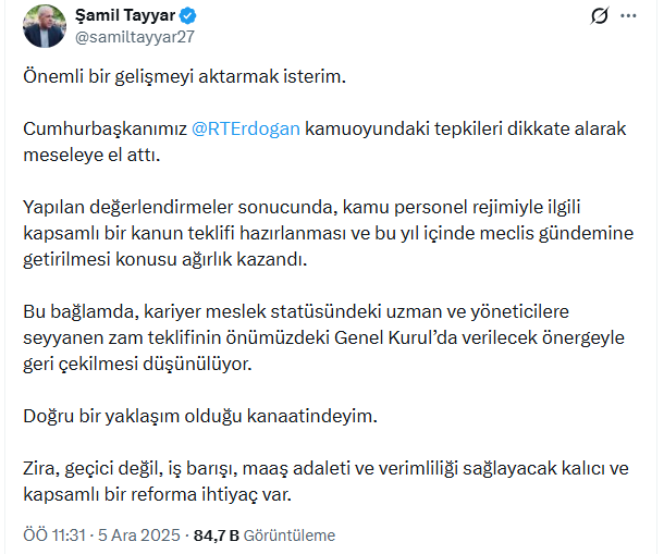 Cumhurbaşkanı Erdoğan’dan Memur Maaş Zamlarıyla İlgili Talimat