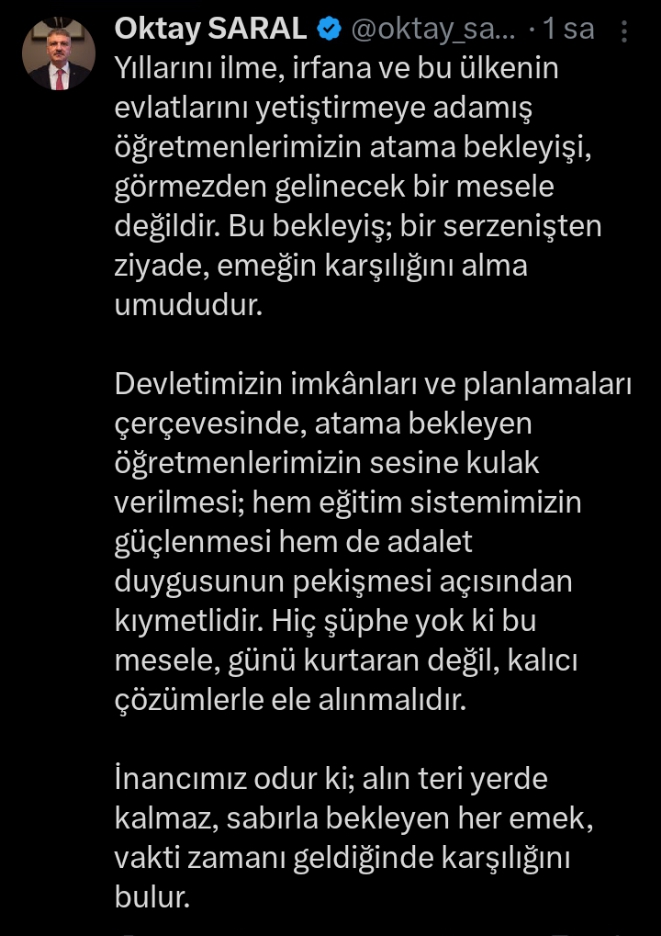 Atama Bekleyen Öğretmenlere Cumhurbaşkanlığı'ndan Önemli Mesaj!