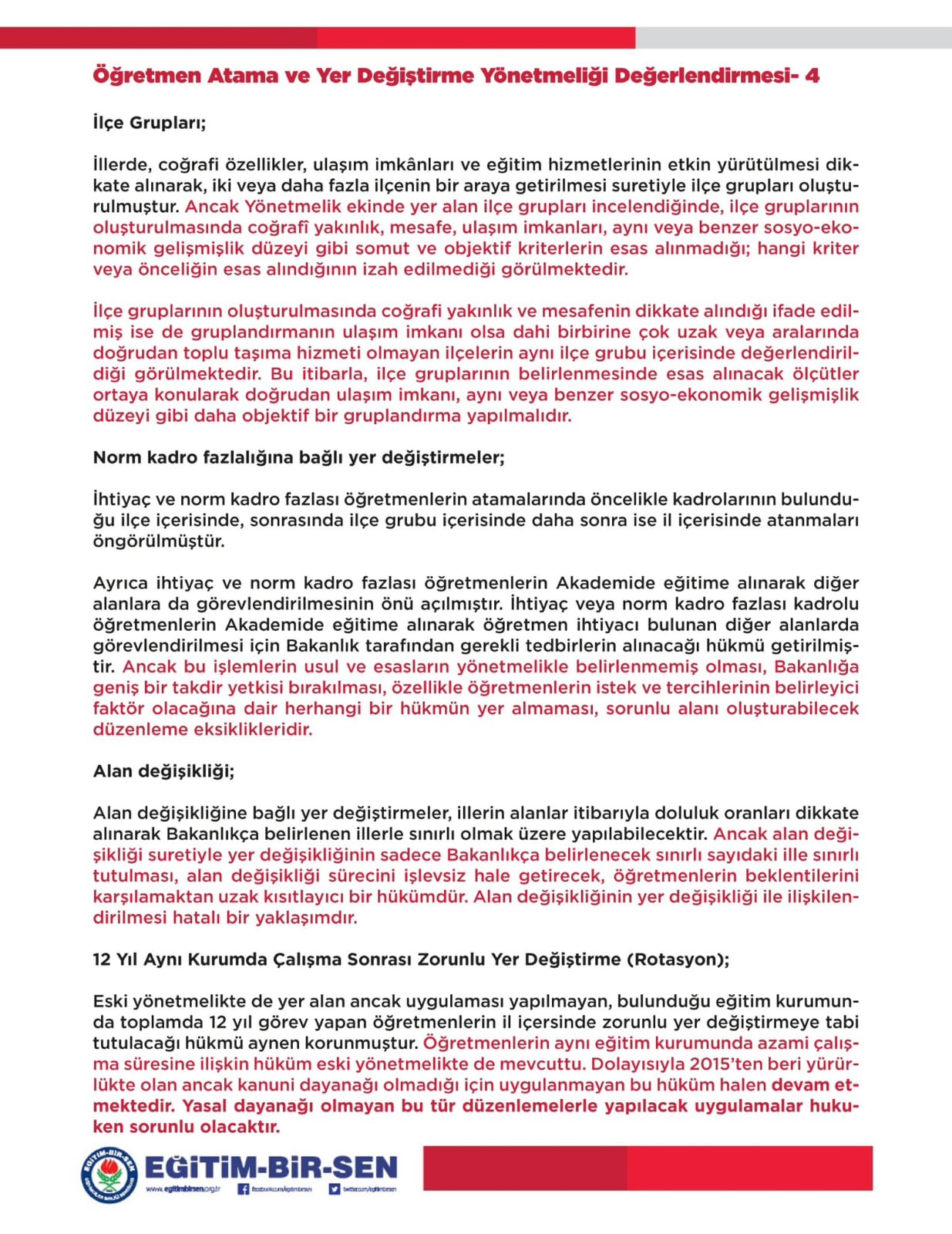 Eğitim Bir Sen'den Yeni Yönetmeliğe Eleştri; Eksik, Kalıcı Çözüm Yok