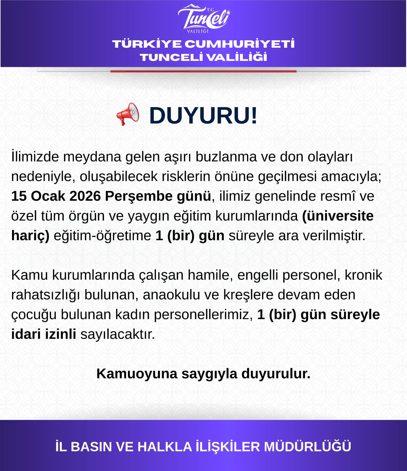 O İlimizde Okullar 4 Gündür Aralıksız Tatil Edildi!