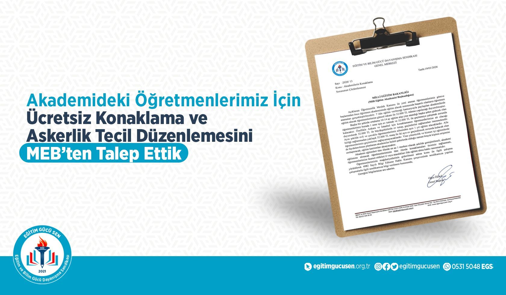 Milli Eğitim Akademisinde Ücretsiz Konaklama ve Askerlik Talepleri MEB'e İletildi