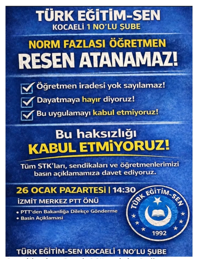 Norm Fazlası Öğretmenlerin Resen Atanmasına Yönelik Eylem Kararı
