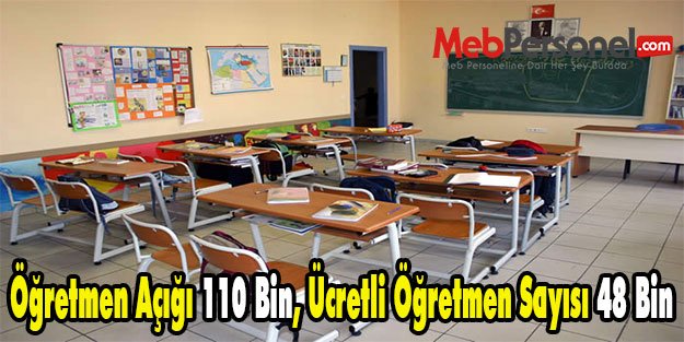 Öğretmen Açığı 110 Bin, Ücretli Öğretmen Sayısı 48 Bin