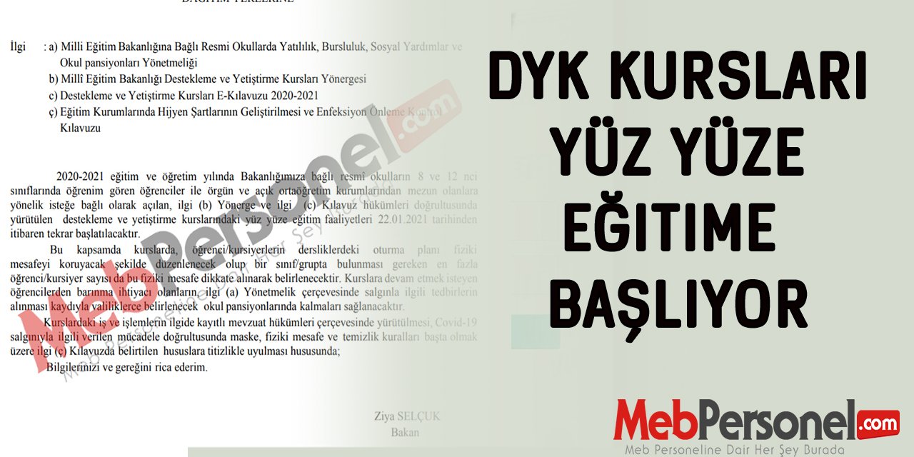 DYK Kursları Yüz Yüze Eğitime Başlıyor