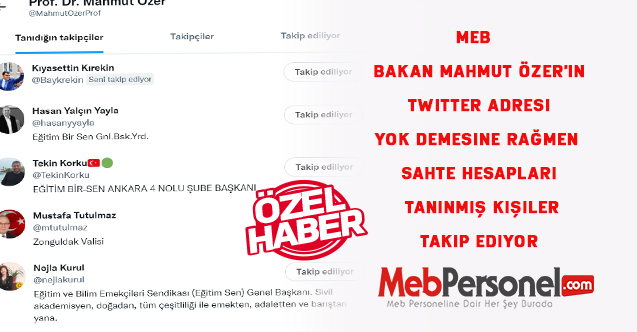 MEB , Bakan Mahmut Özer'in twitter adresi yok demesine rağmen