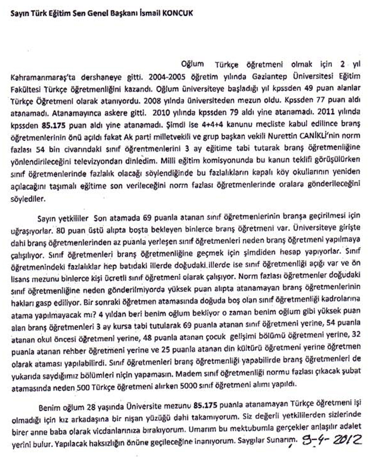 ATAMA BEKLEYEN BİR ÖĞRETMEN BABASININ FERYADI