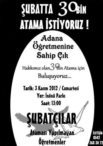 Şubat'ta 30 Bin Öğretmen Atama İçin Adana'da Buluşalım