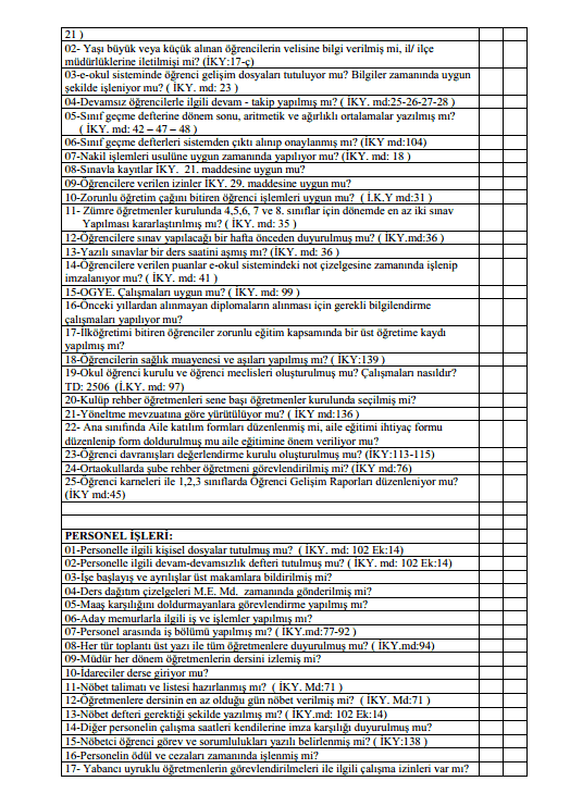 Okul Denetiminde Gözönünde Bulundurulacak Hususlar