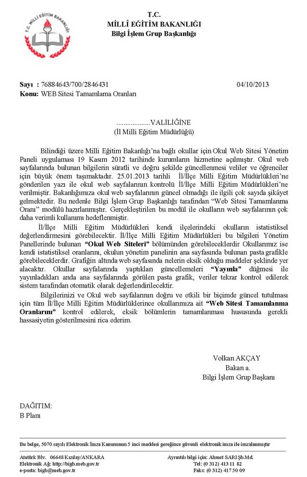 MEB'den okul web sayfaları uyarısı