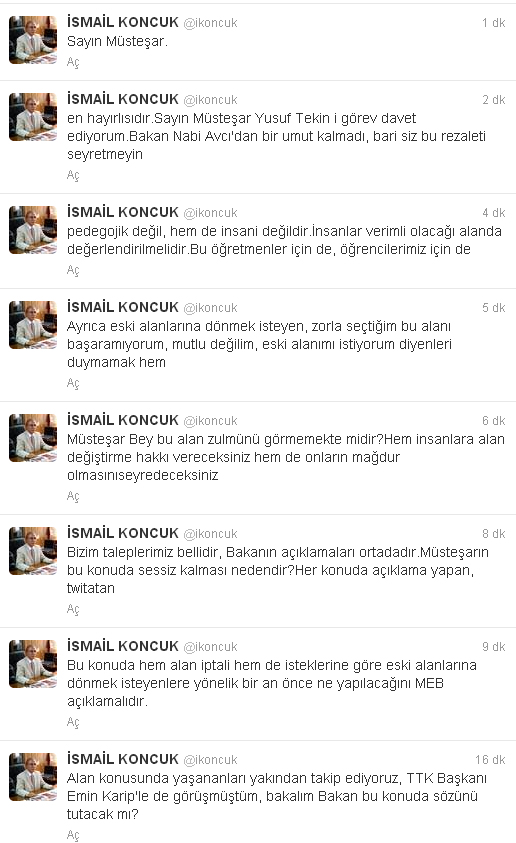 İsmail Koncuk Yusuf Tekin'i Göreve Çağırdı