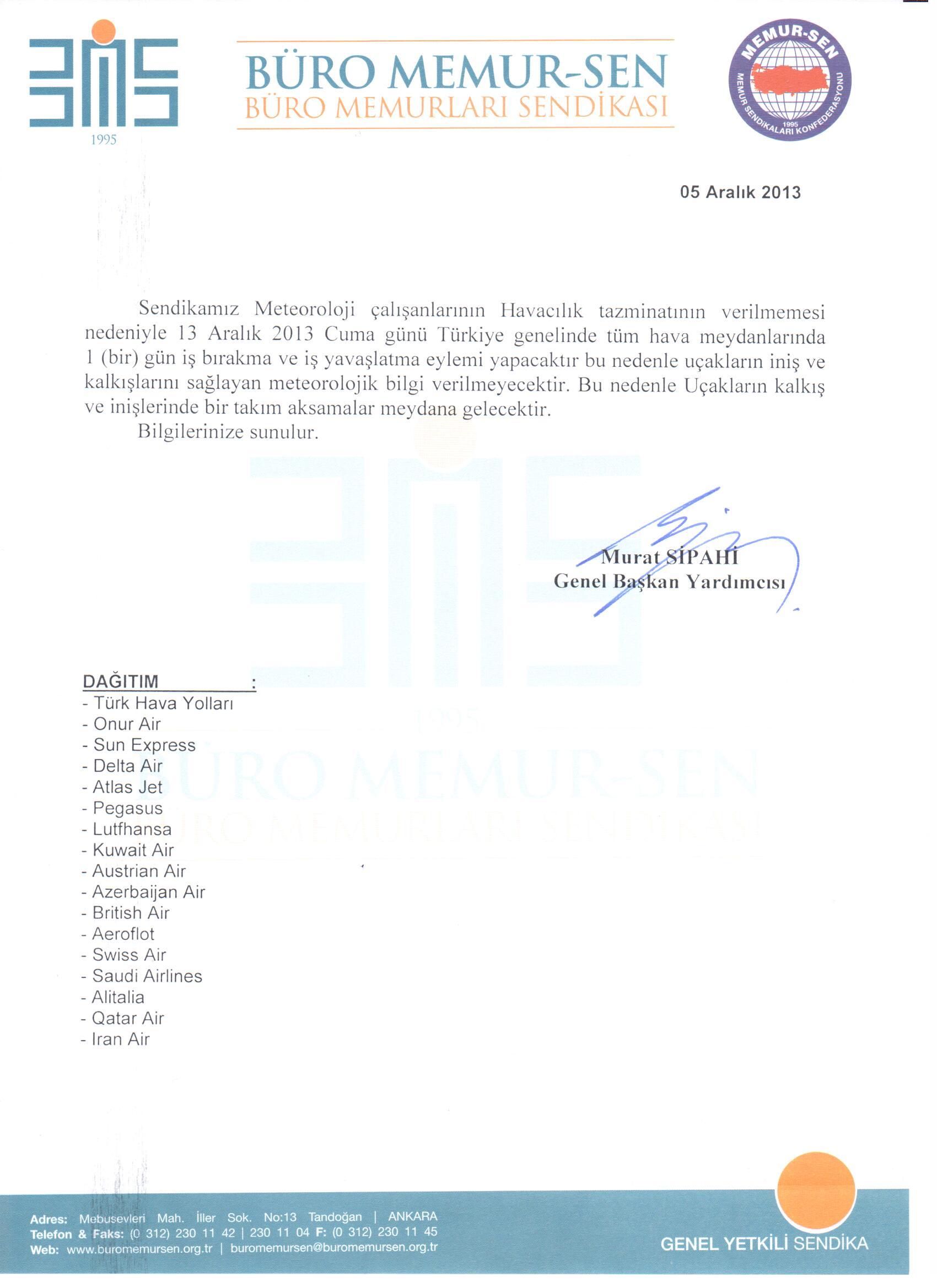 Büro Memur-Sen uçak kaldırmama eylemi yapıyor