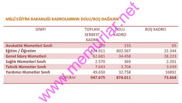 MEB'in 73.664 boş kadrosu varmış