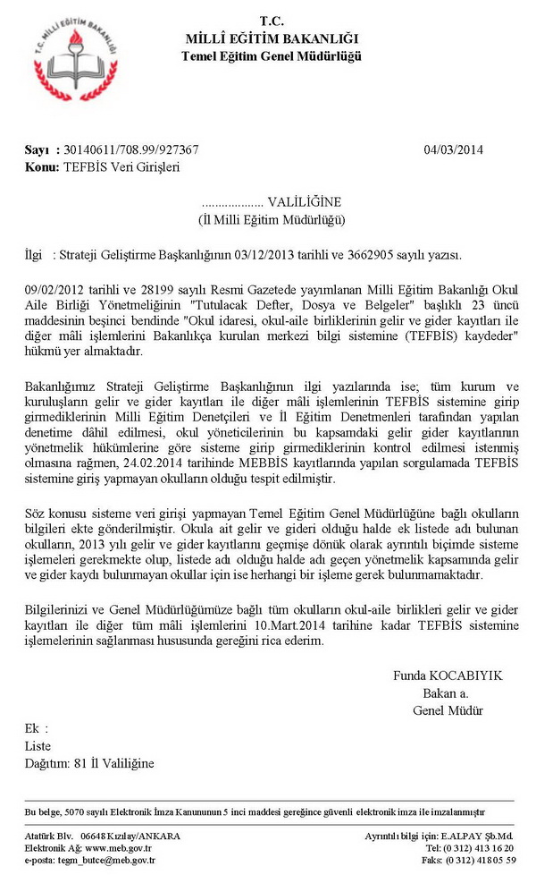 MEB'den tefbis uyarısı