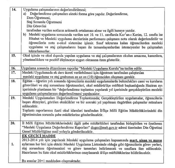 İmam hatip lisesi öğrencisine staj, öğretmene ücret geldi