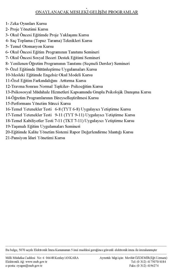 MEB; Mesleki gelişim eğitim programları hazırladı