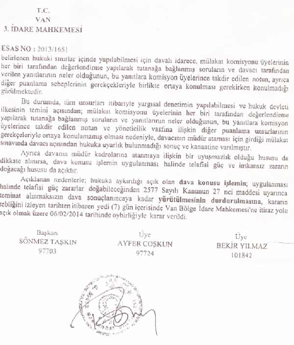 Mahkeme, okul müdürlüğü mülakat sonucunu iptal etti