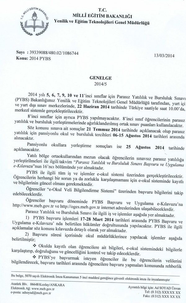 Bursluluk sınavı duyurusu yayımlandı