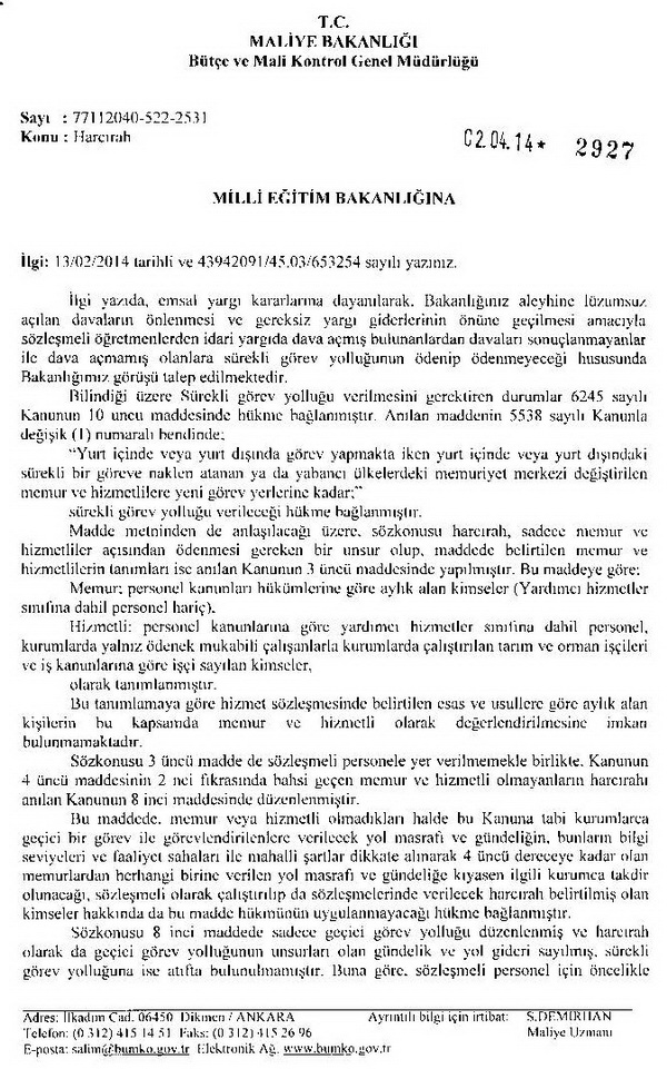 Maliye Bakanlığı, Milli Eğitim Bakanlığına olumsuz cevap verdi