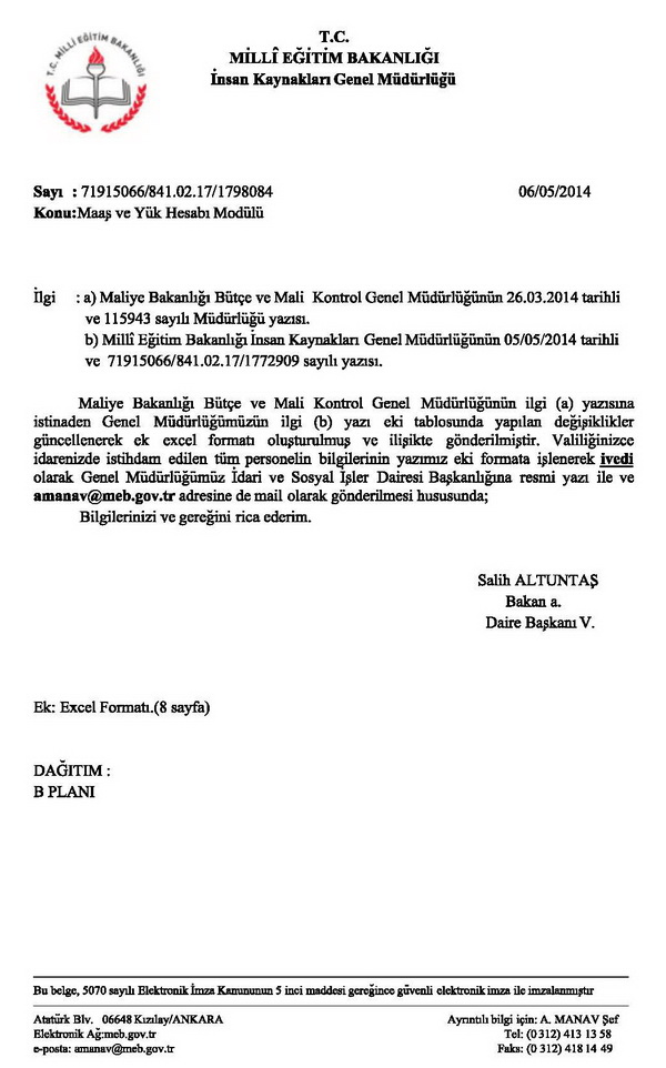 MEB'den maaş ve yük hesabı modülü