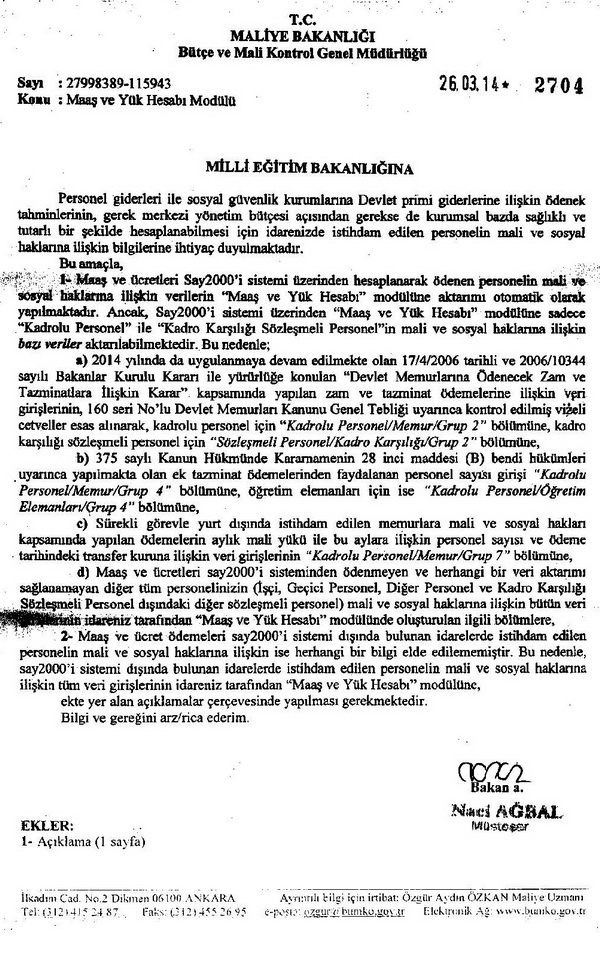 MEB'den maaş ve yük hesabı modülü