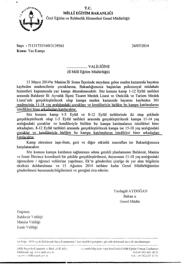 Somadaki öğrenciler yaz kampına alınacak