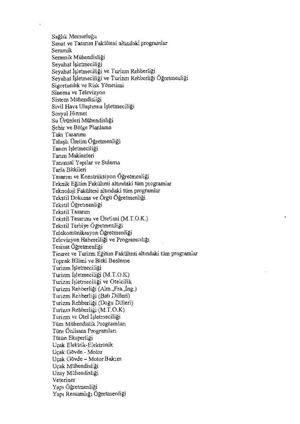 Mesleki ve teknik eğitim yapan programlar