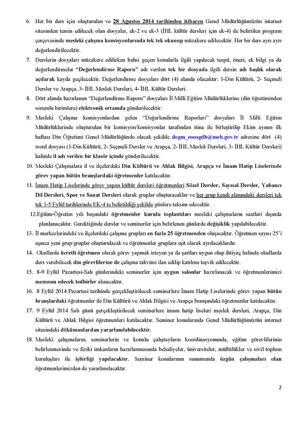 İmam hatipler eylül dönemi mesleki çalışmaları