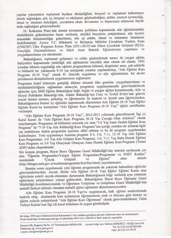 MEB'den aile eğitimi genelgesi
