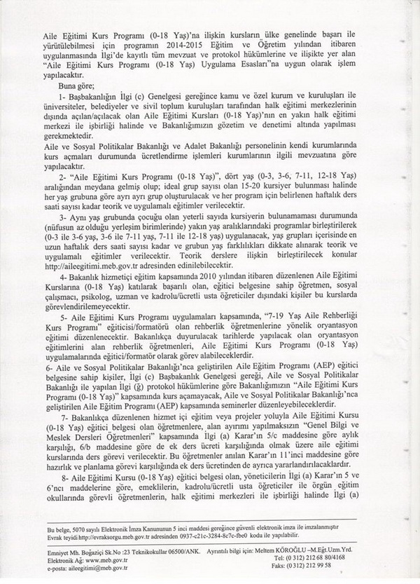 MEB'den aile eğitimi genelgesi