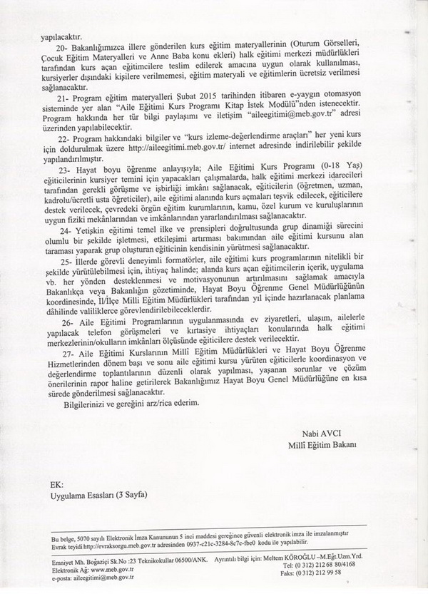 MEB'den aile eğitimi genelgesi