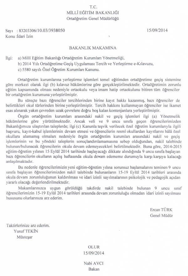 Nakil başvurusunda bulunan 9. sınıf öğrencileri bir hafta izinli