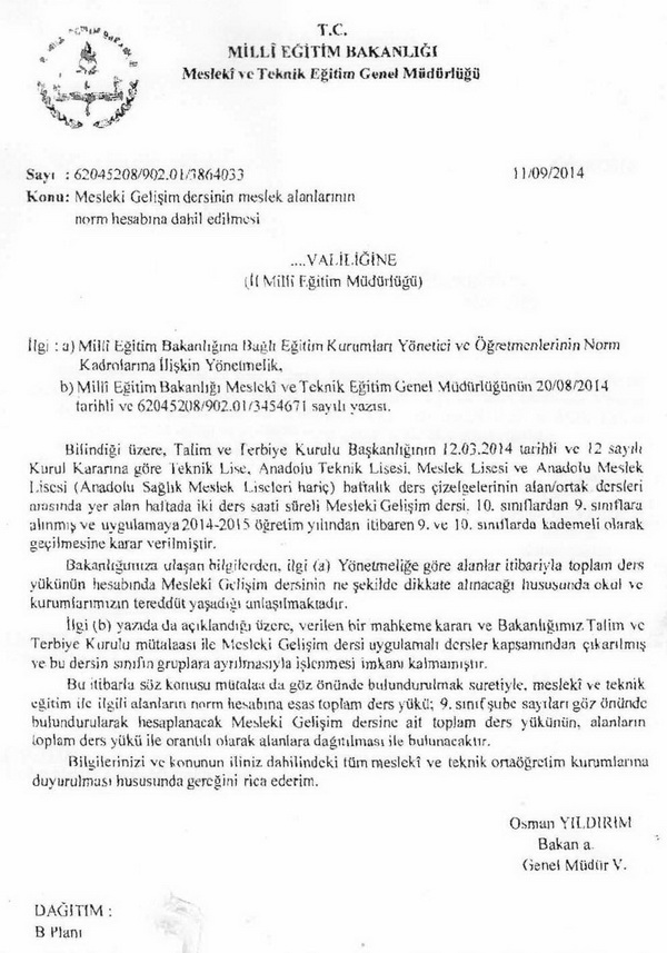 Mesleki Gelişim dersi norm kadroya nasıl yansıtılır?