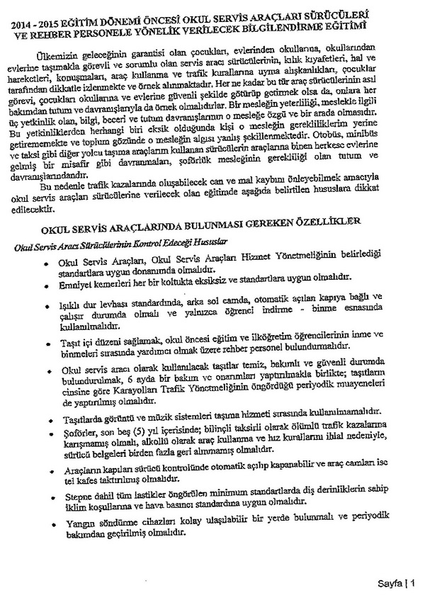 Okul trafik tedbirleri ve servis araçları denetimi