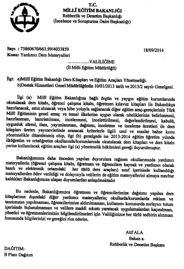 MEB'den yardımcı ders materyali uyarısı