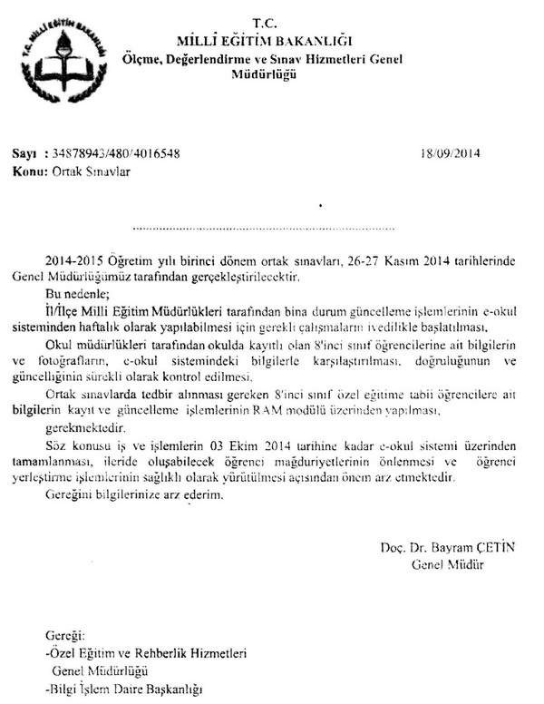 MEB'den ortak sınav açıklaması