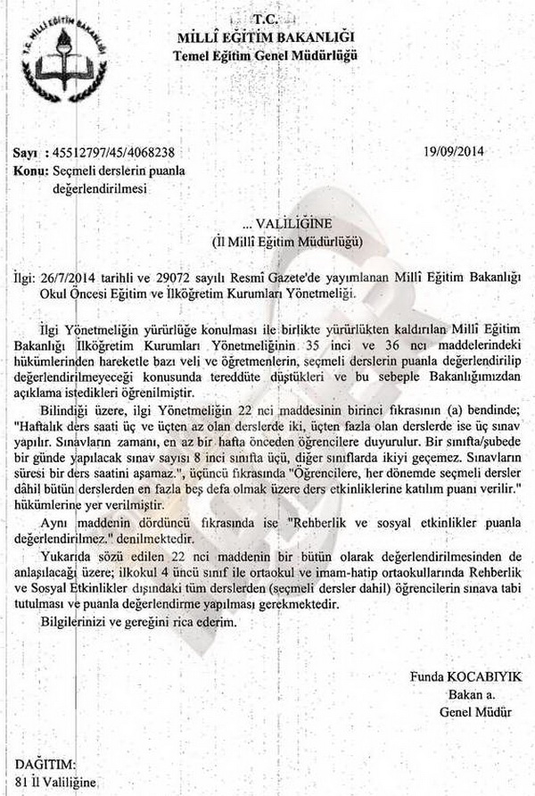 Seçmeli derslerin puanla degerlendirilmesi