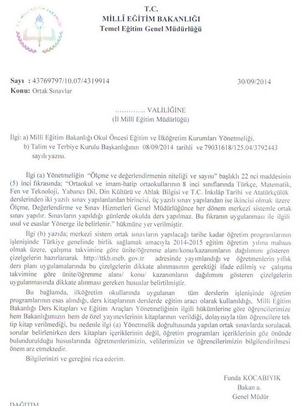 MEB'den ortak sınav uyarısı