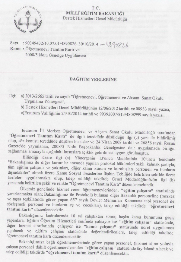 MEB'DEN ÖĞRETMENEVİ KARTI AÇIKLAMASI