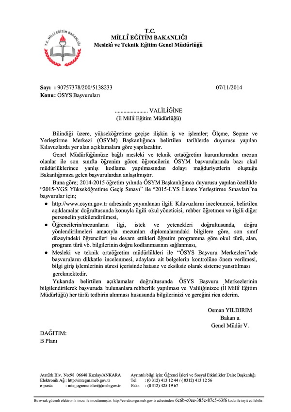 MEB'den ÖSYS başvuruları açıklaması