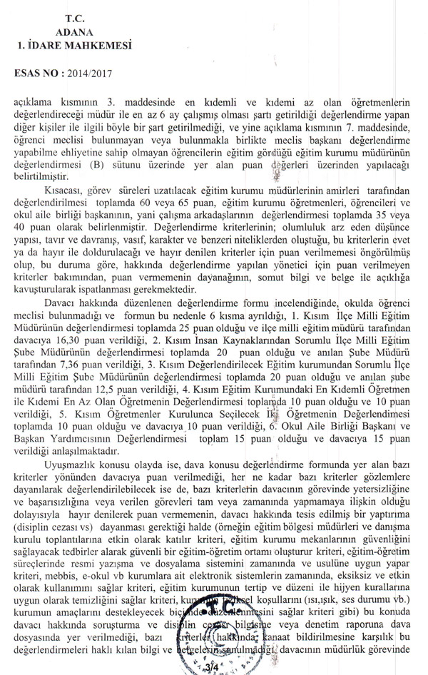 Müdürlük Süresinin Uzatılmamasına Yürütmeyi Durdurma Kararı