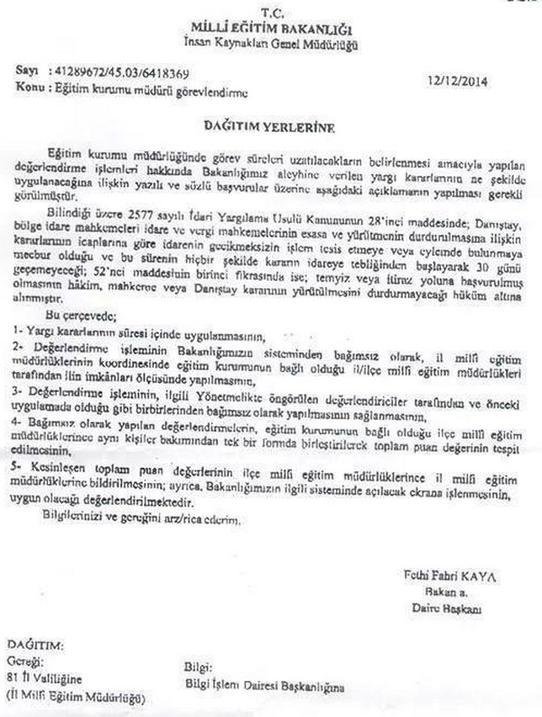 MEB'DEN, DAVAYI KAZANAN YÖNETİCİLER HAKKINDA AÇIKLAMA