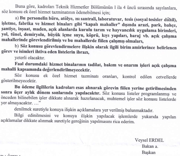 Teknik personele ilave tazminatla ilgili MEB görüşü