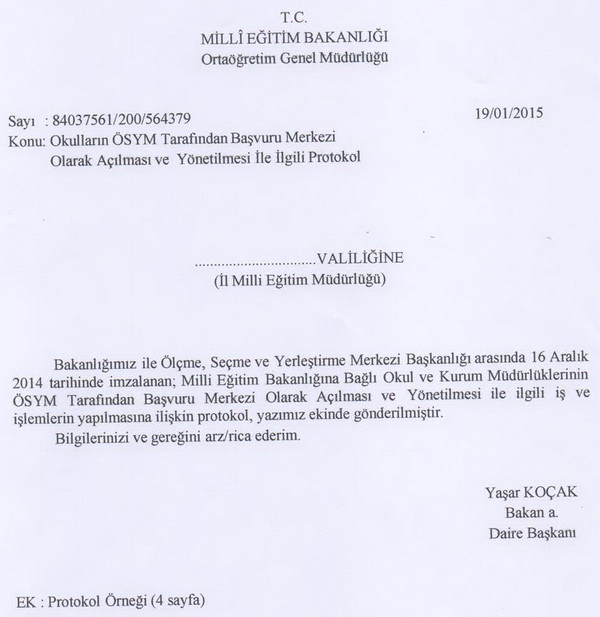 Okulların, ÖSYM merkezi olmasına yönelik protokol