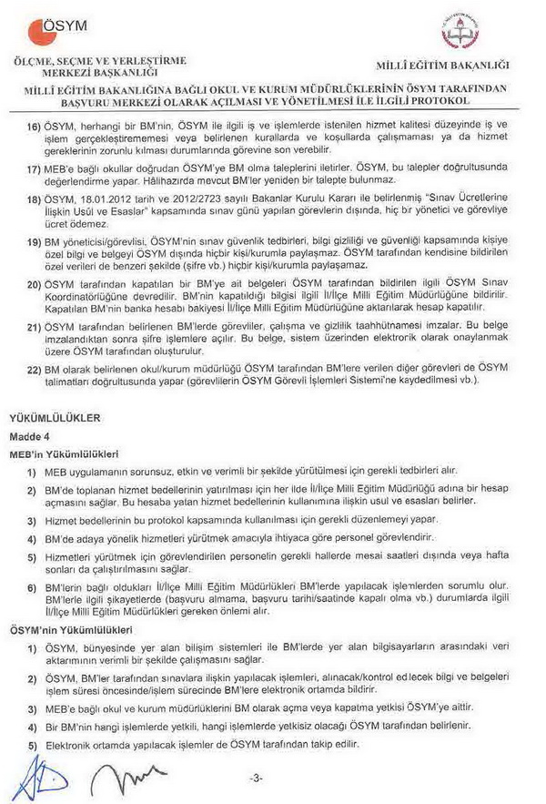 Okulların, ÖSYM merkezi olmasına yönelik protokol