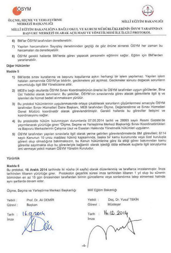Okulların, ÖSYM merkezi olmasına yönelik protokol