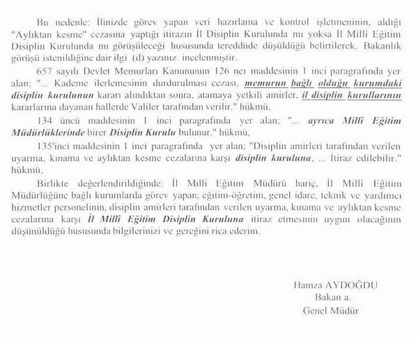 VHKİ; cezasına itirazı il milli eğitim disiplin kuruluna yapacak