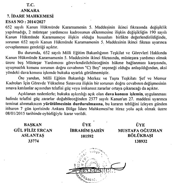 MEB Şeflik sınavında 1 soruya iptal