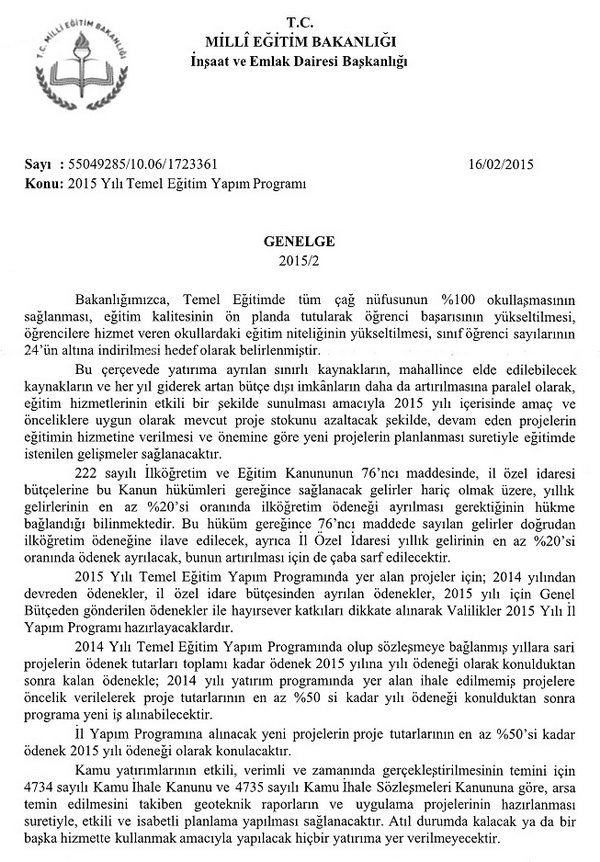 MEB'den 2 Yeni Genelge